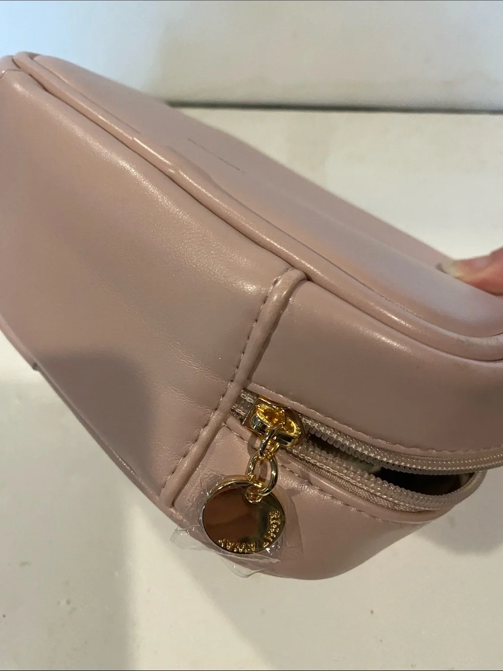 NWOT Blush Pink Faux Leather Cosmetic Case
